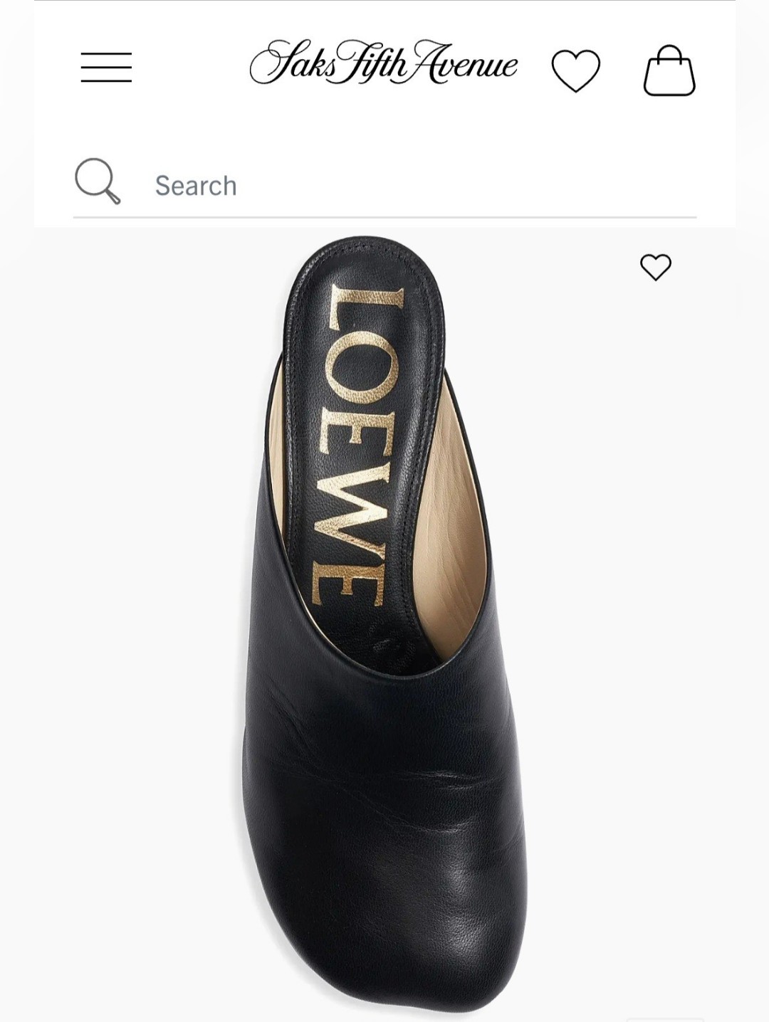 Loewe Black Leather Logo Slip-On Mule With Gold Insole Detail